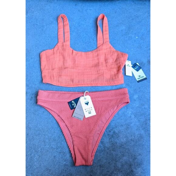 Rip Curl 100% Cotton Fitted Crop Surf Top Coral Orange NWT Size Small Gauzy - Picture 1 of 5